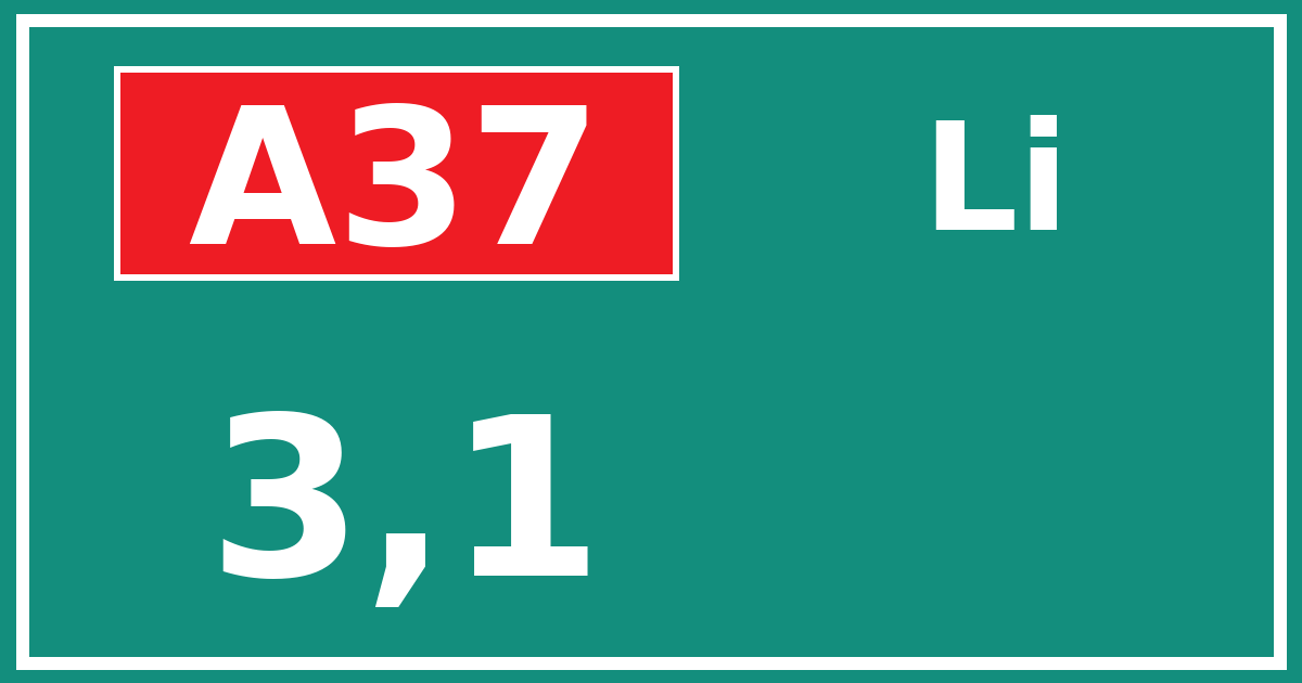 Hectometerbord A37 3,1 zijde Li