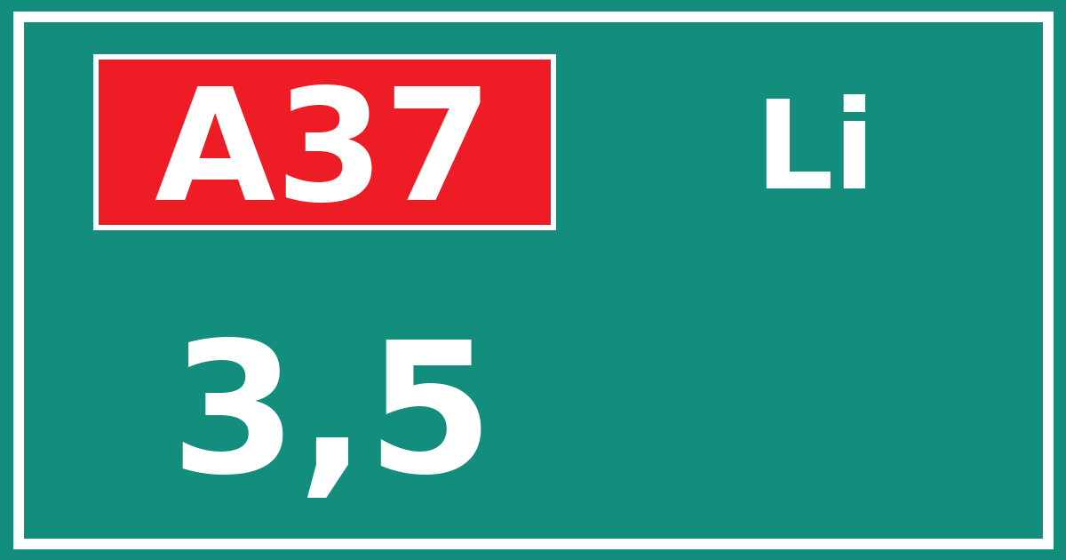 Hectometerbord A37 3,5 zijde Li