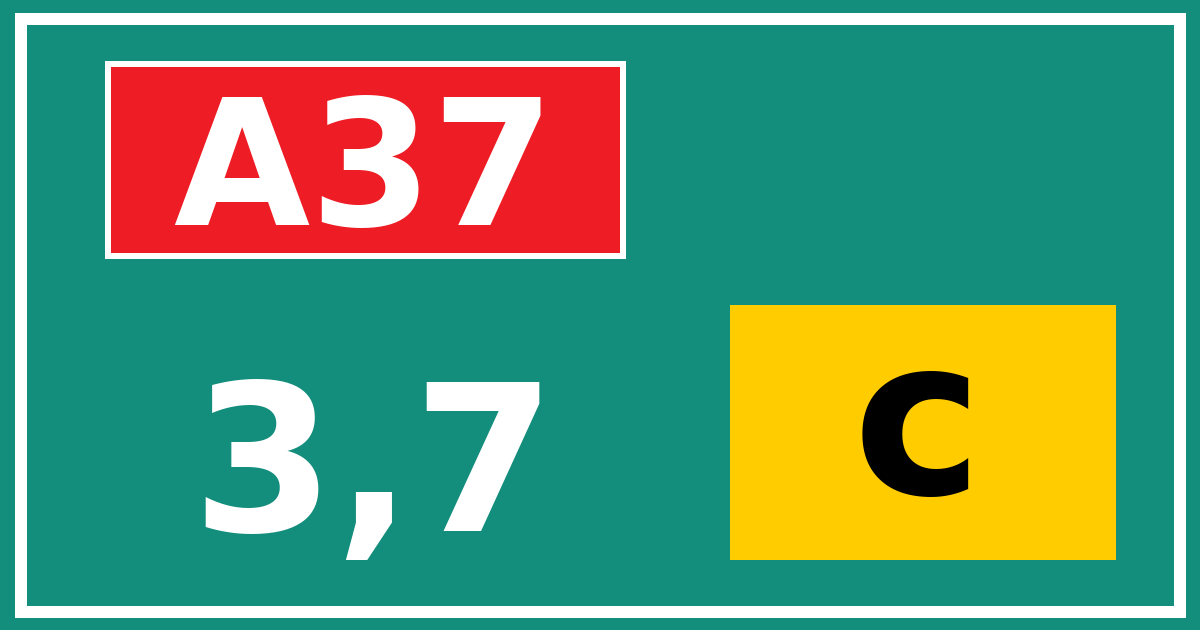 Hectometerbord A37 3,7 letter c