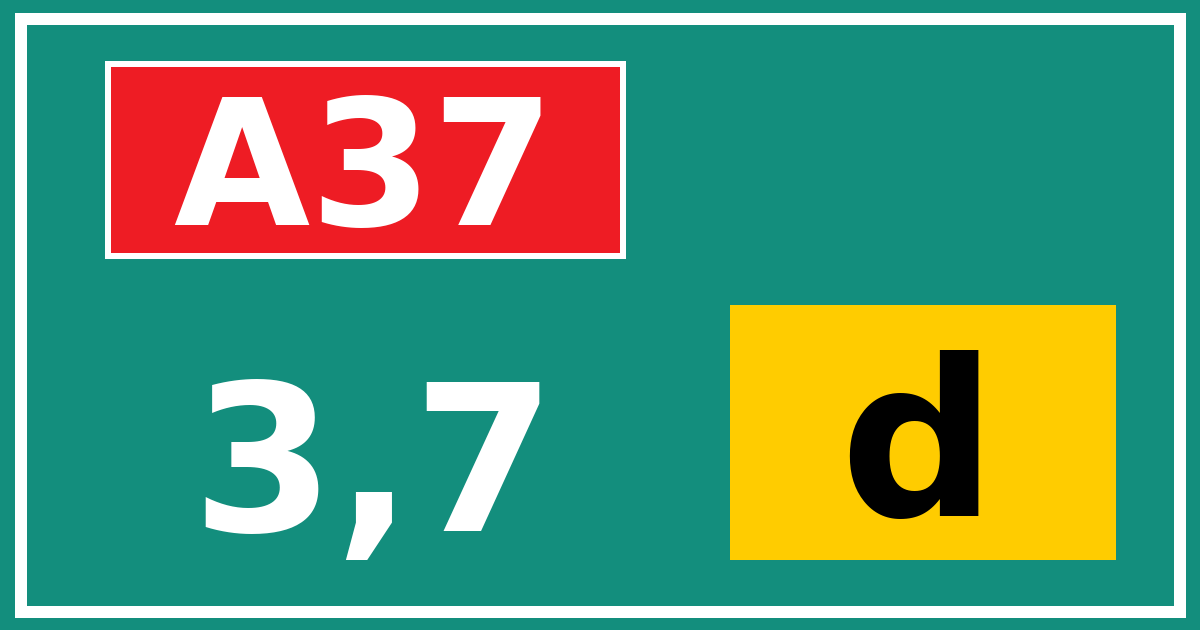 Hectometerbord A37 3,7 letter d