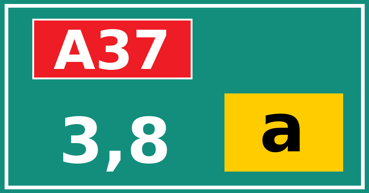 Hectometerbord A37 3,8 letter a