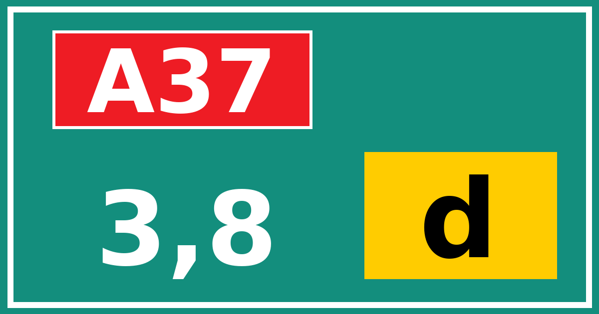 Hectometerbord A37 3,8 letter d