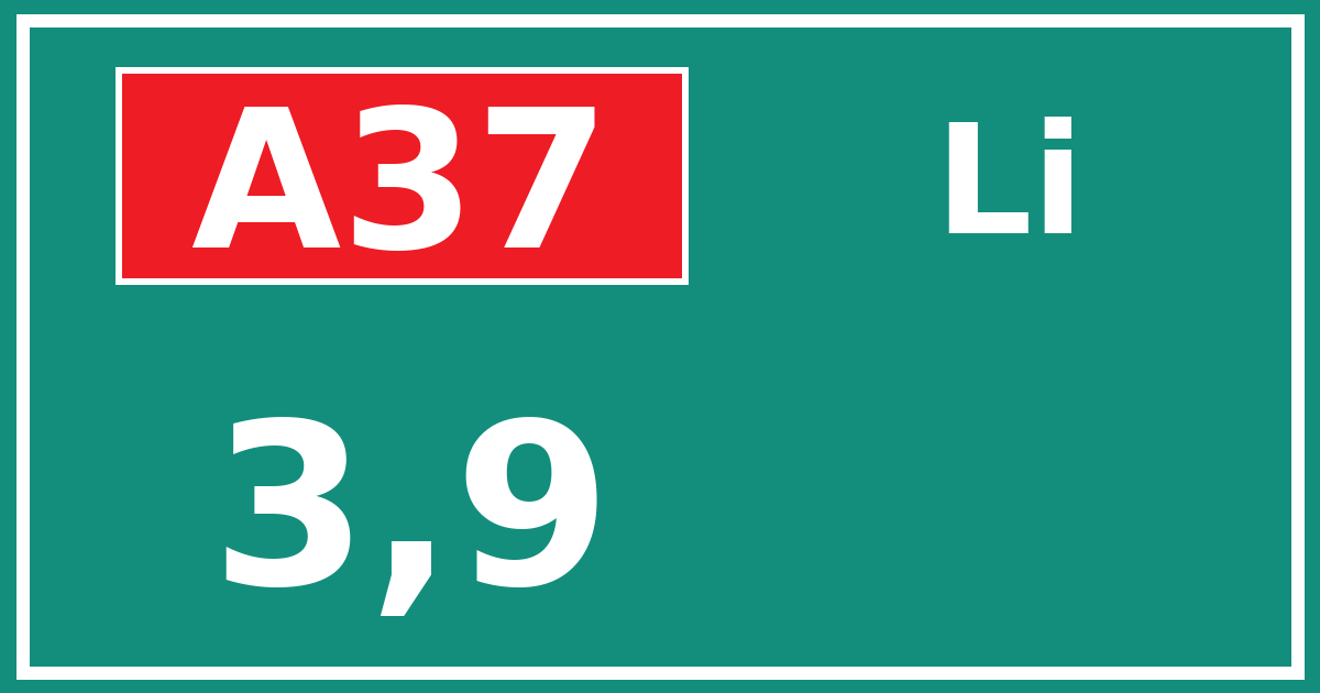 Hectometerbord A37 3,9 zijde Li