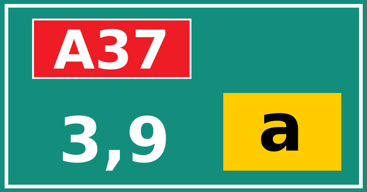 Hectometerbord A37 3,9 letter a