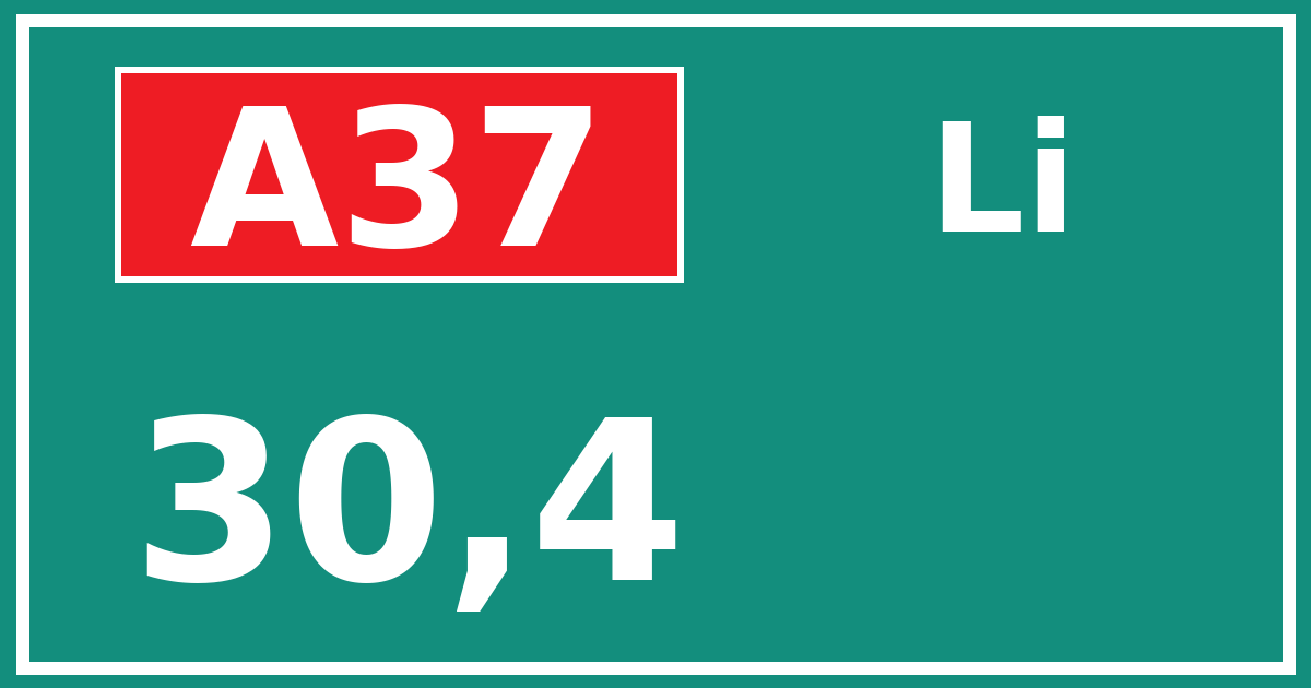 Hectometerbord A37 30,4 zijde Li