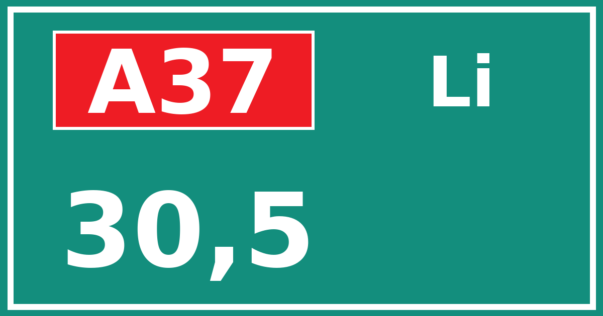 Hectometerbord A37 30,5 zijde Li