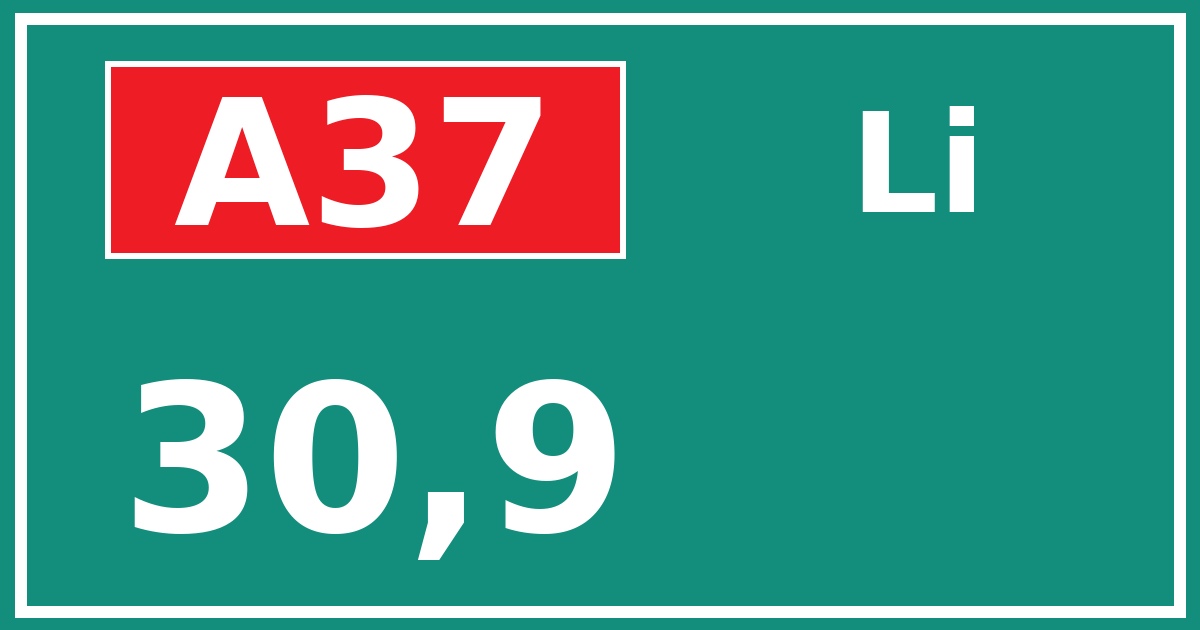 Hectometerbord A37 30,9 zijde Li