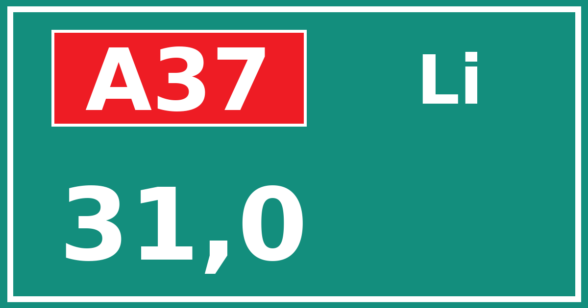 Hectometerbord A37 31,0 zijde Li