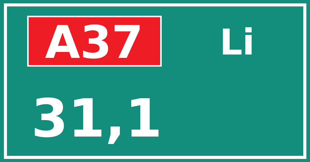 Hectometerbord A37 31,1 zijde Li