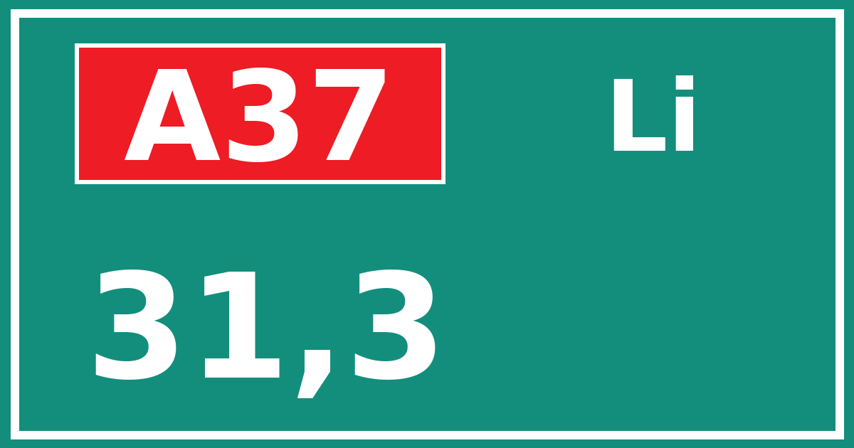 Hectometerbord A37 31,3 zijde Li