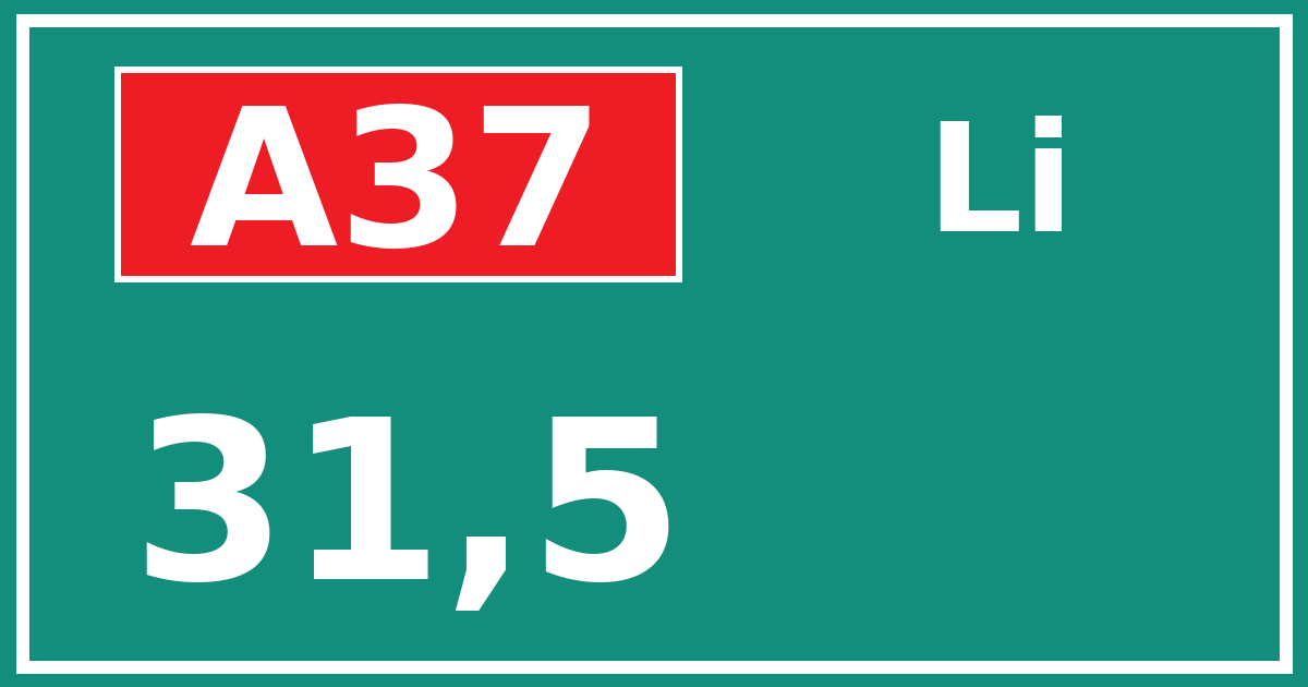 Hectometerbord A37 31,5 zijde Li
