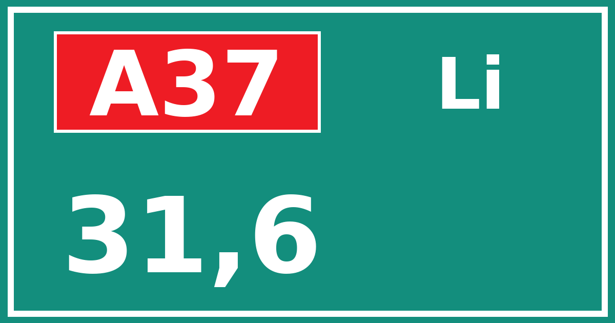 Hectometerbord A37 31,6 zijde Li