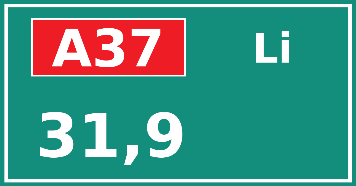 Hectometerbord A37 31,9 zijde Li