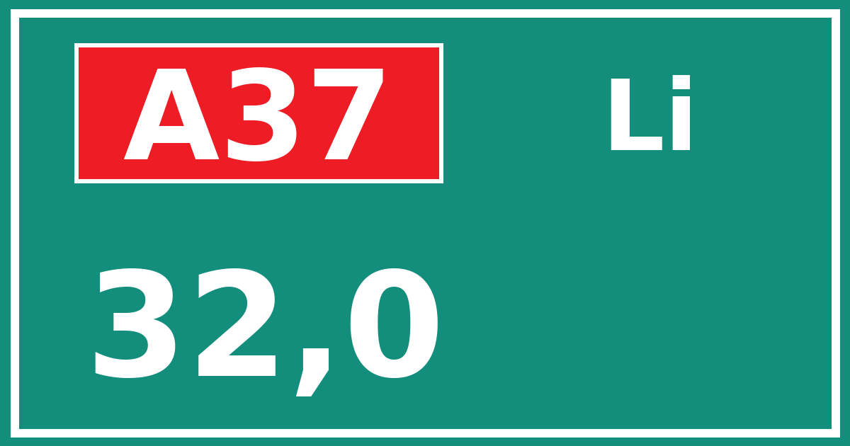 Hectometerbord A37 32,0 zijde Li
