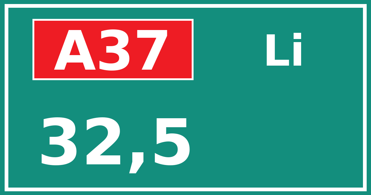 Hectometerbord A37 32,5 zijde Li