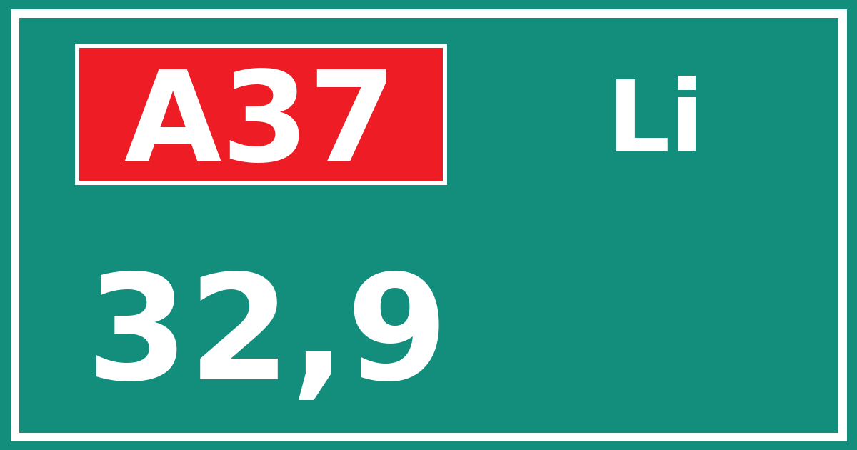 Hectometerbord A37 32,9 zijde Li