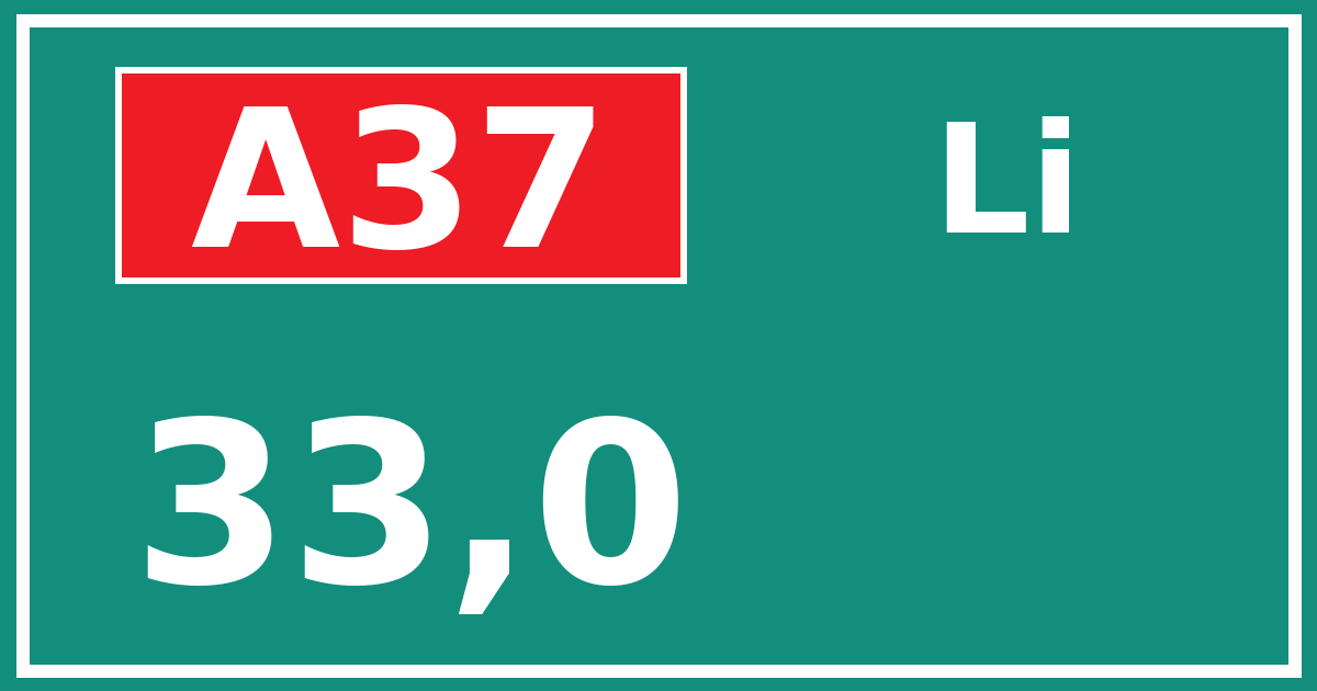 Hectometerbord A37 33,0 zijde Li
