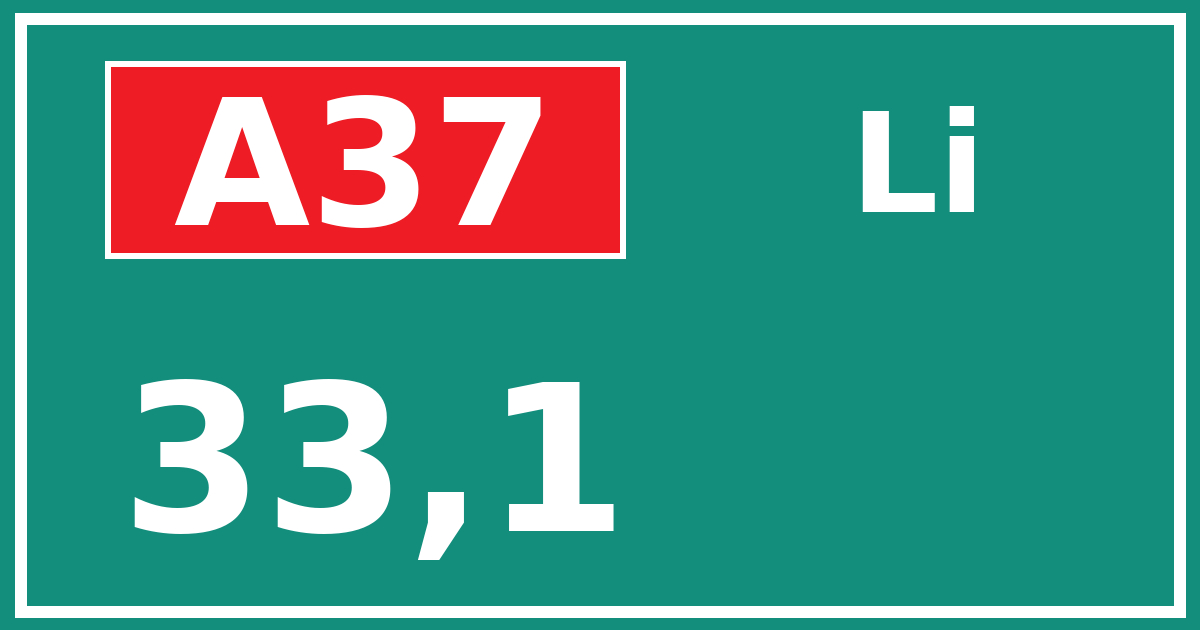 Hectometerbord A37 33,1 zijde Li