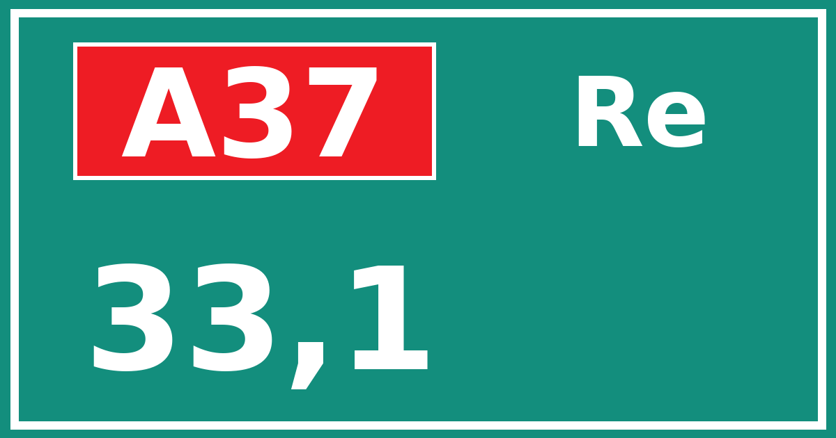 Hectometerbord A37 33,1 zijde Re