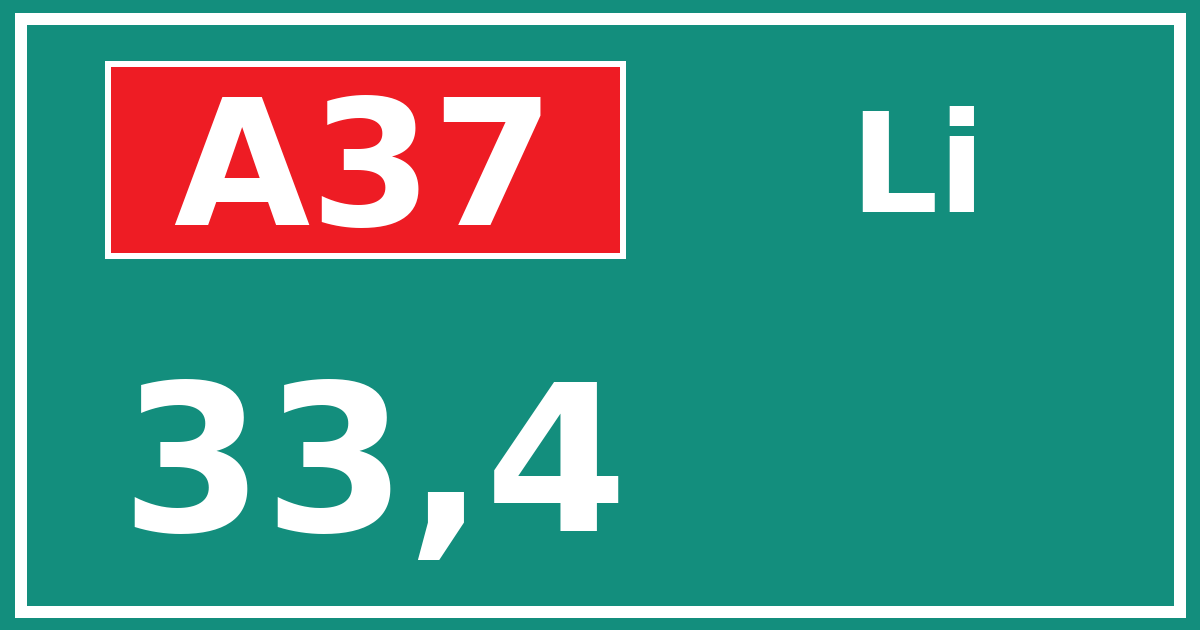 Hectometerbord A37 33,4 zijde Li