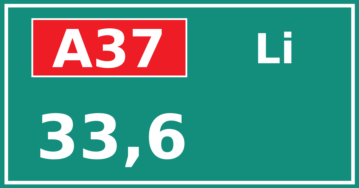 Hectometerbord A37 33,6 zijde Li