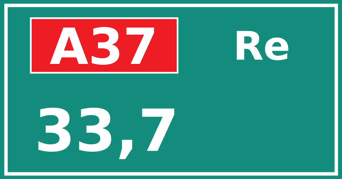 Hectometerbord A37 33,7 zijde Re