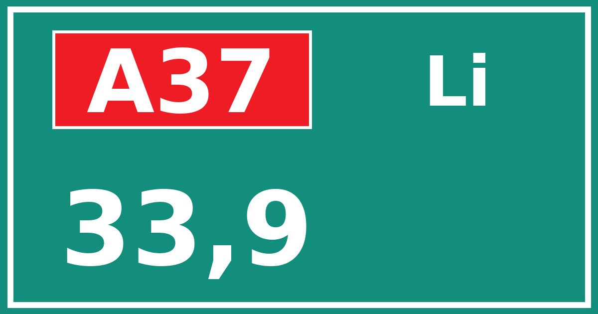 Hectometerbord A37 33,9 zijde Li