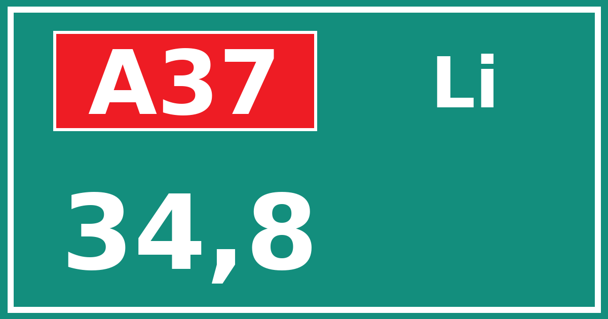 Hectometerbord A37 34,8 zijde Li