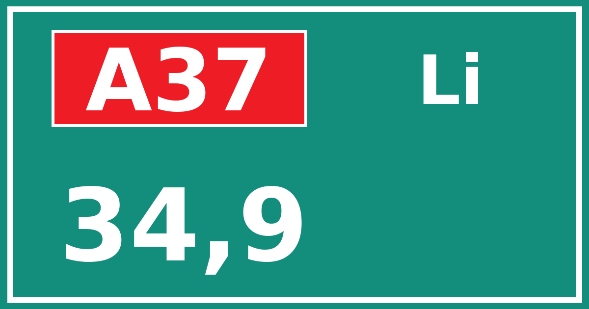 Hectometerbord A37 34,9 zijde Li
