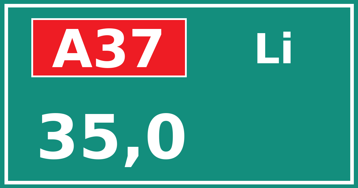 Hectometerbord A37 35,0 zijde Li