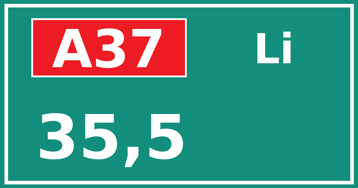 Hectometerbord A37 35,5 zijde Li