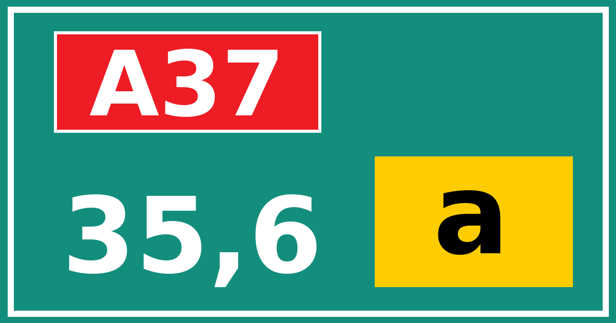Hectometerbord A37 35,6 letter a