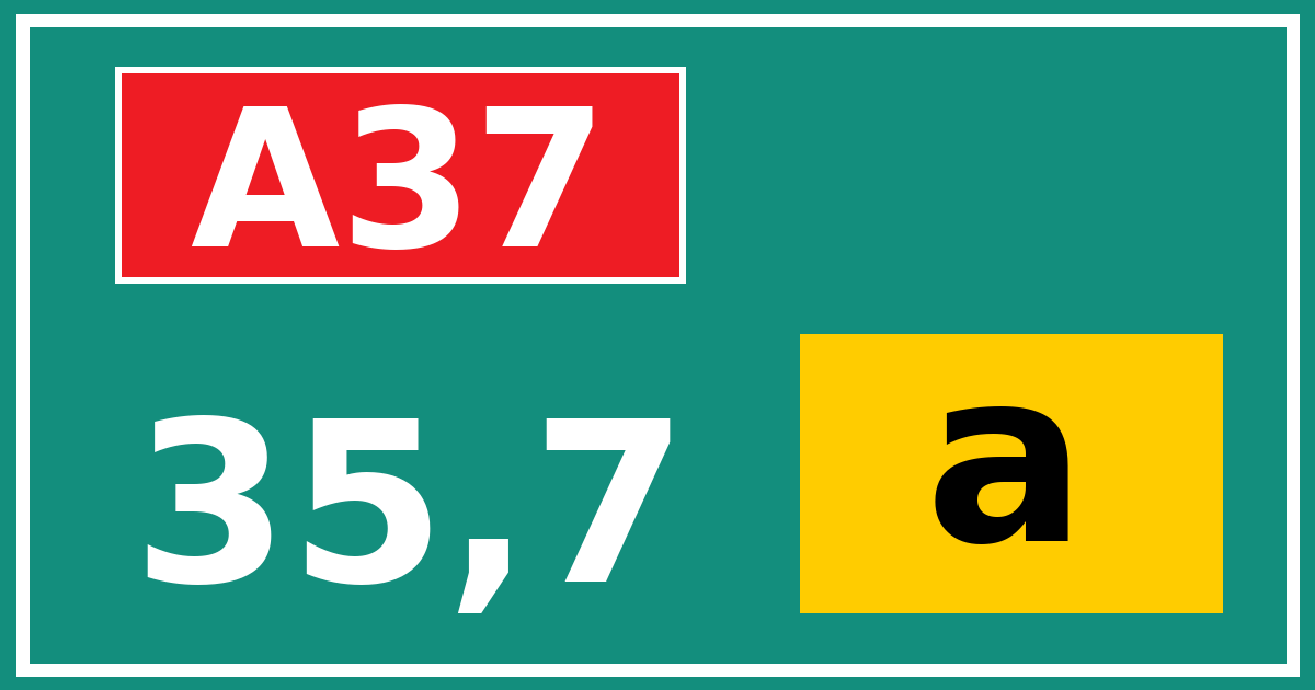 Hectometerbord A37 35,7 letter a