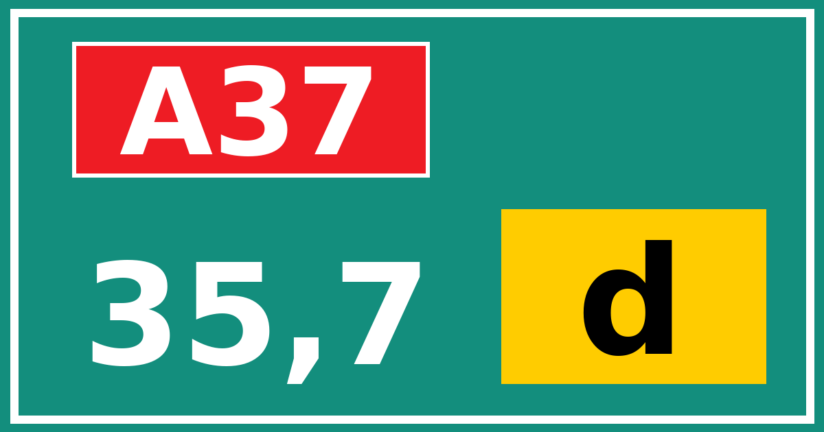 Hectometerbord A37 35,7 letter d