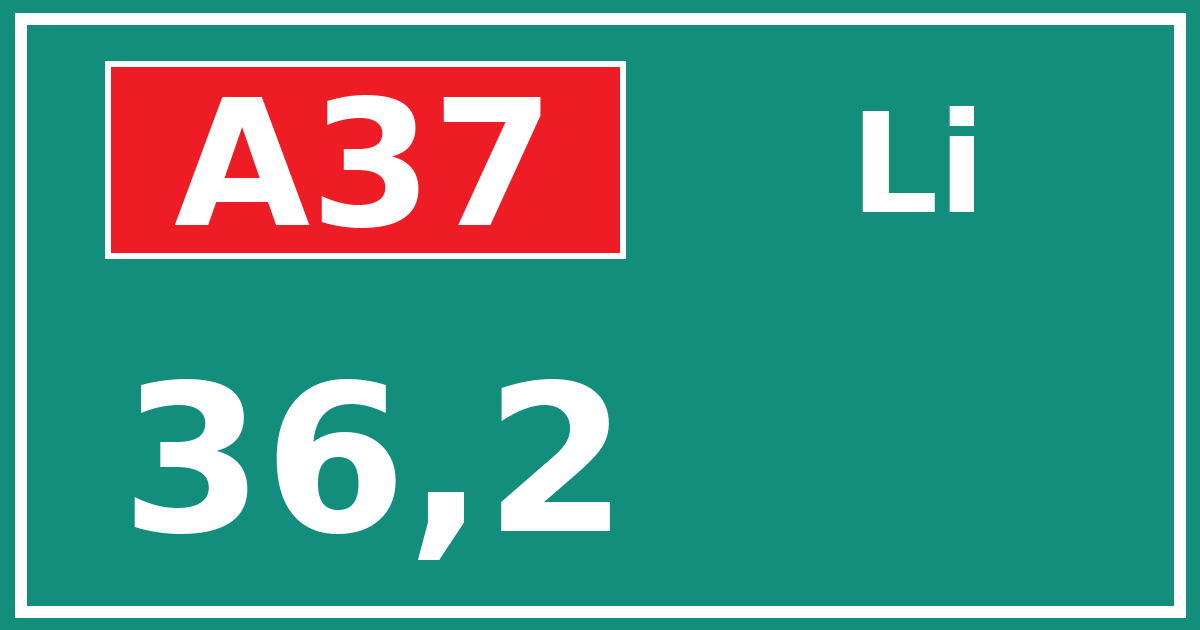 Hectometerbord A37 36,2 zijde Li