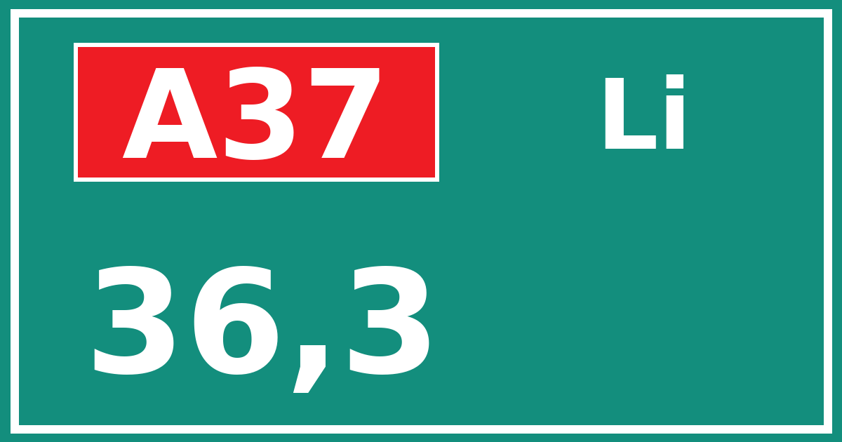 Hectometerbord A37 36,3 zijde Li