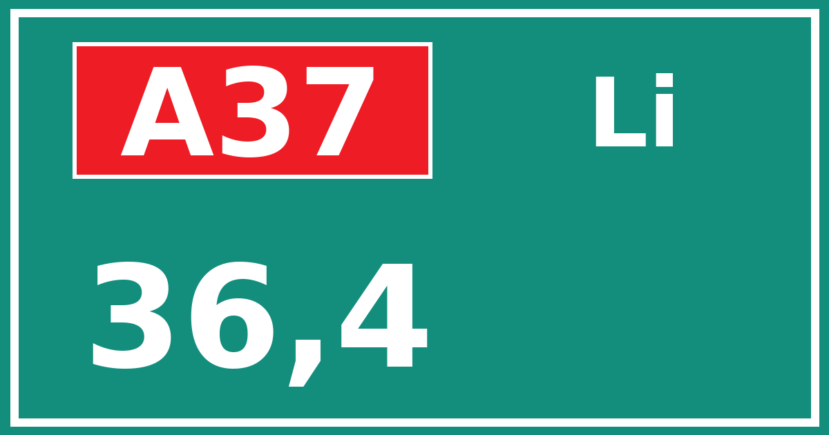 Hectometerbord A37 36,4 zijde Li