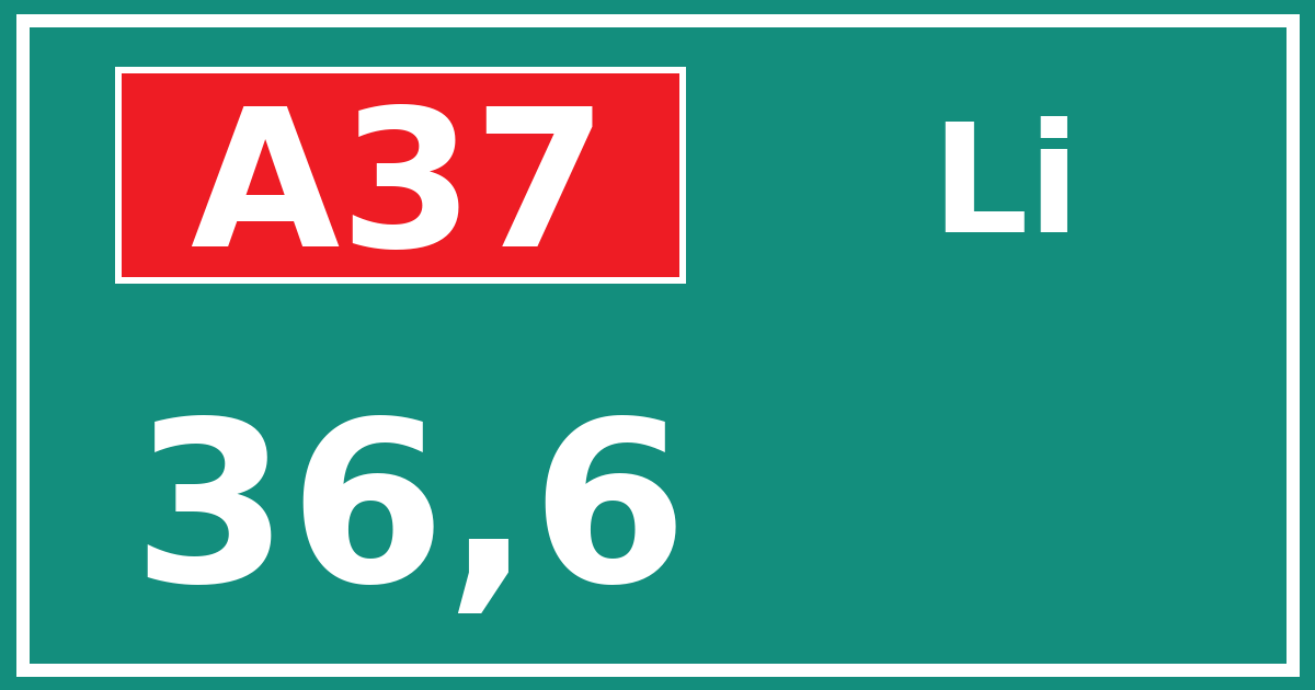 Hectometerbord A37 36,6 zijde Li