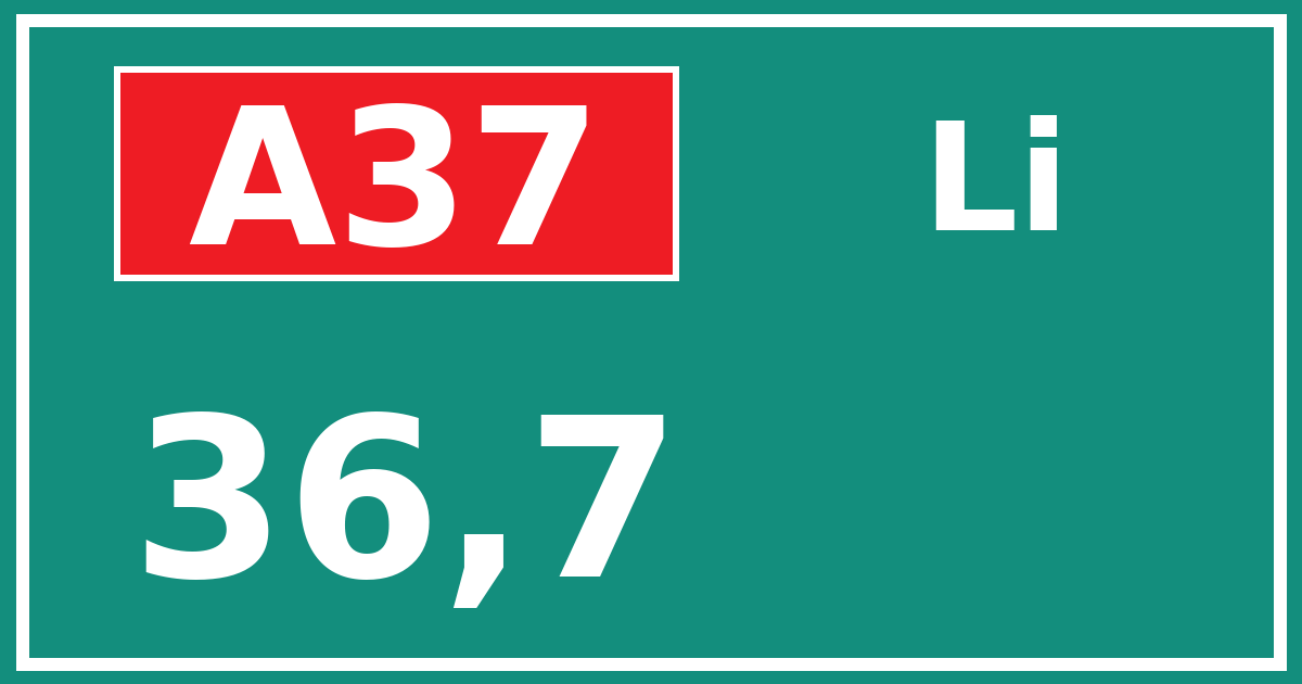 Hectometerbord A37 36,7 zijde Li