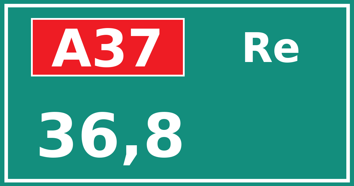 Hectometerbord A37 36,8 zijde Re