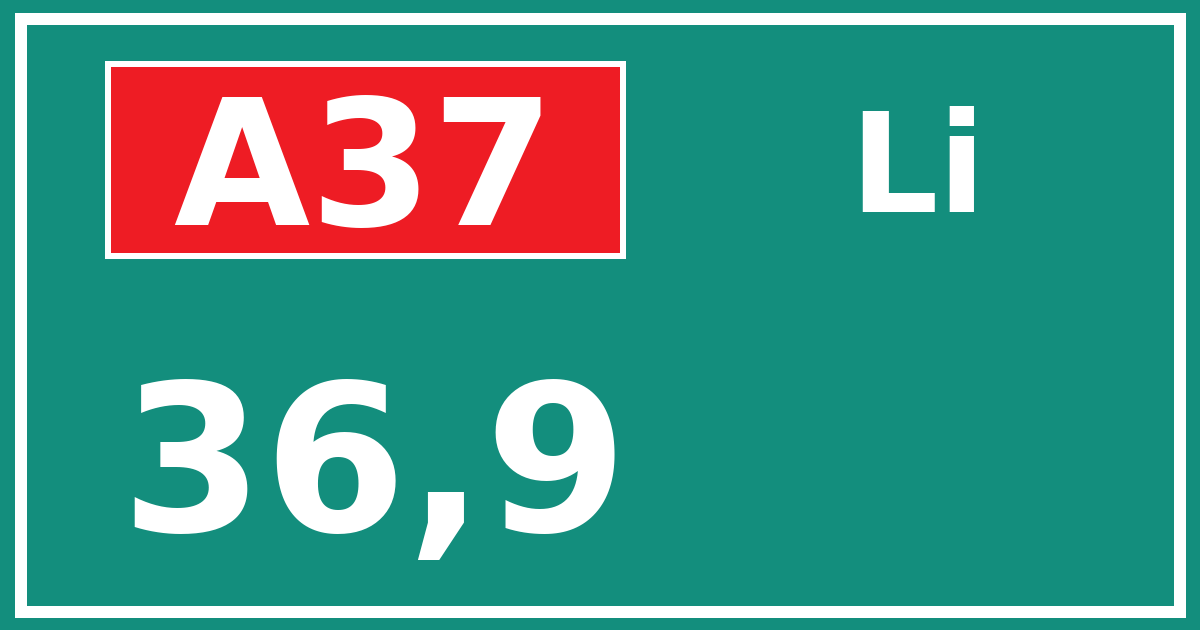 Hectometerbord A37 36,9 zijde Li