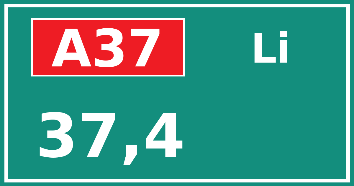 Hectometerbord A37 37,4 zijde Li
