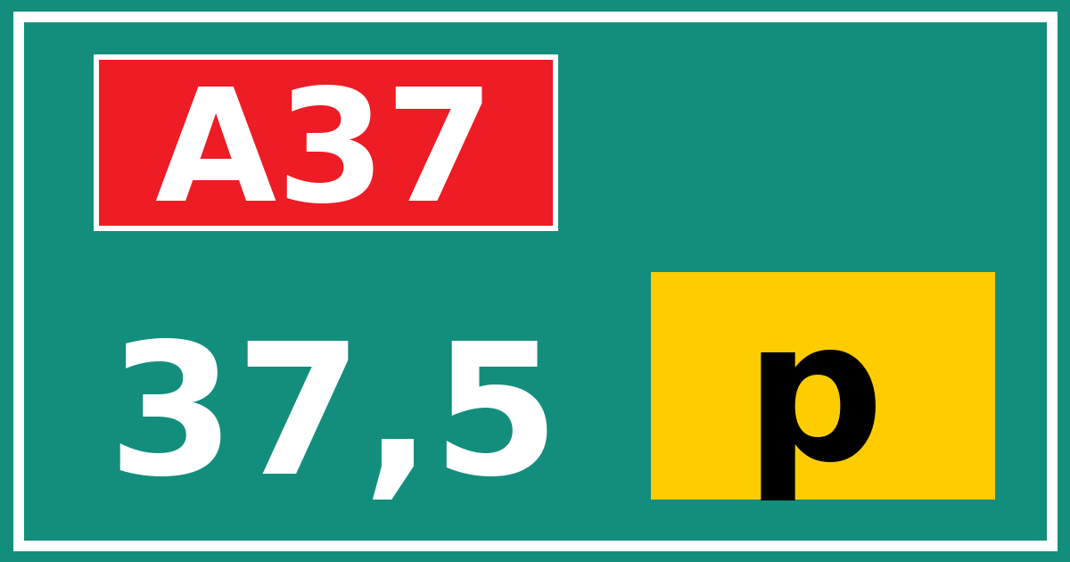 Hectometerbord A37 37,5 letter p
