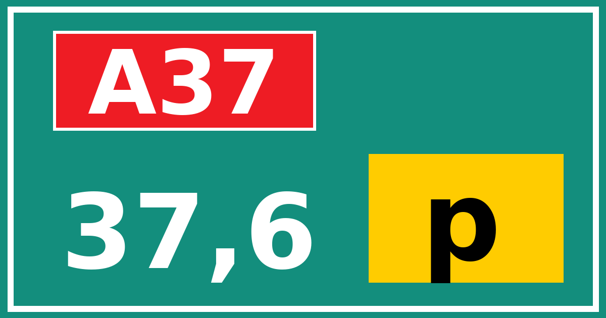 Hectometerbord A37 37,6 letter p