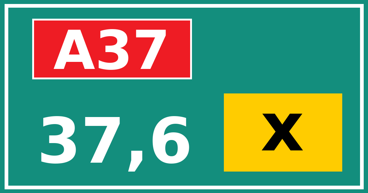 Hectometerbord A37 37,6 letter x