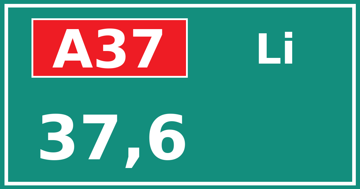 Hectometerbord A37 37,6 zijde Li