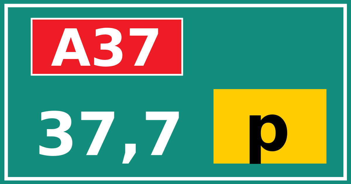 Hectometerbord A37 37,7 letter p