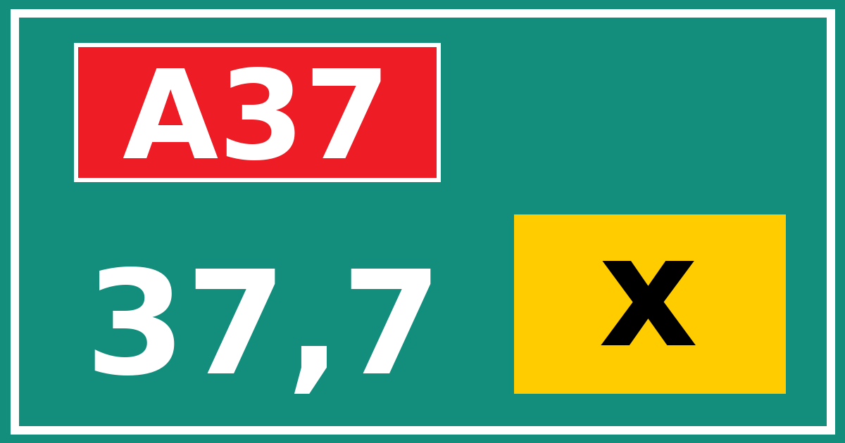 Hectometerbord A37 37,7 letter x
