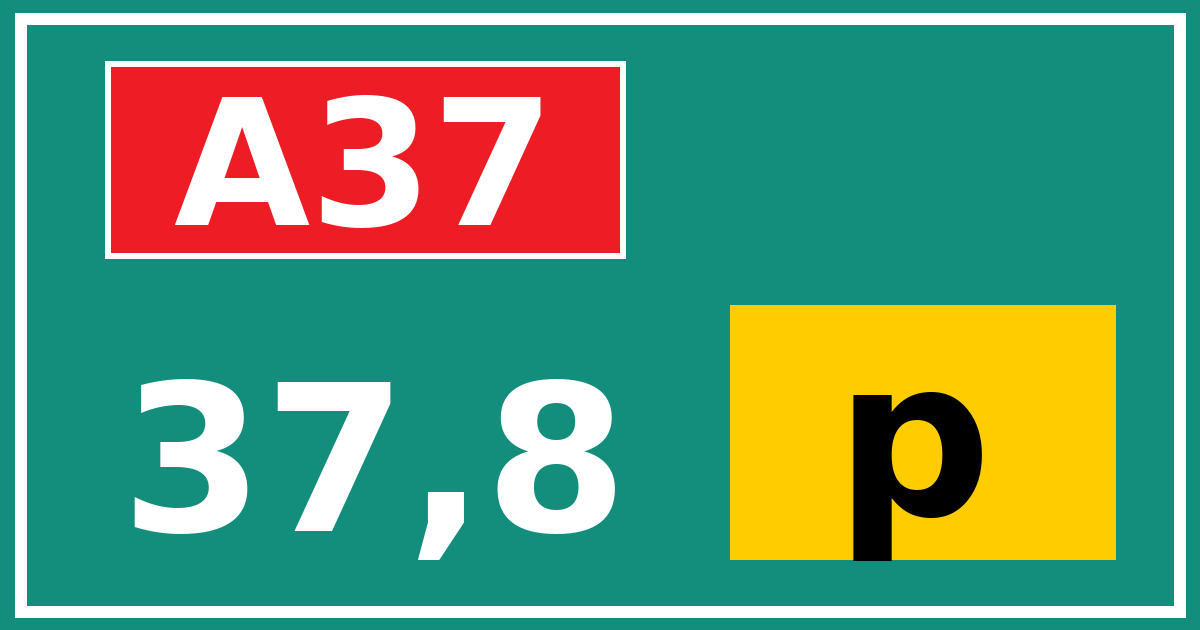 Hectometerbord A37 37,8 letter p