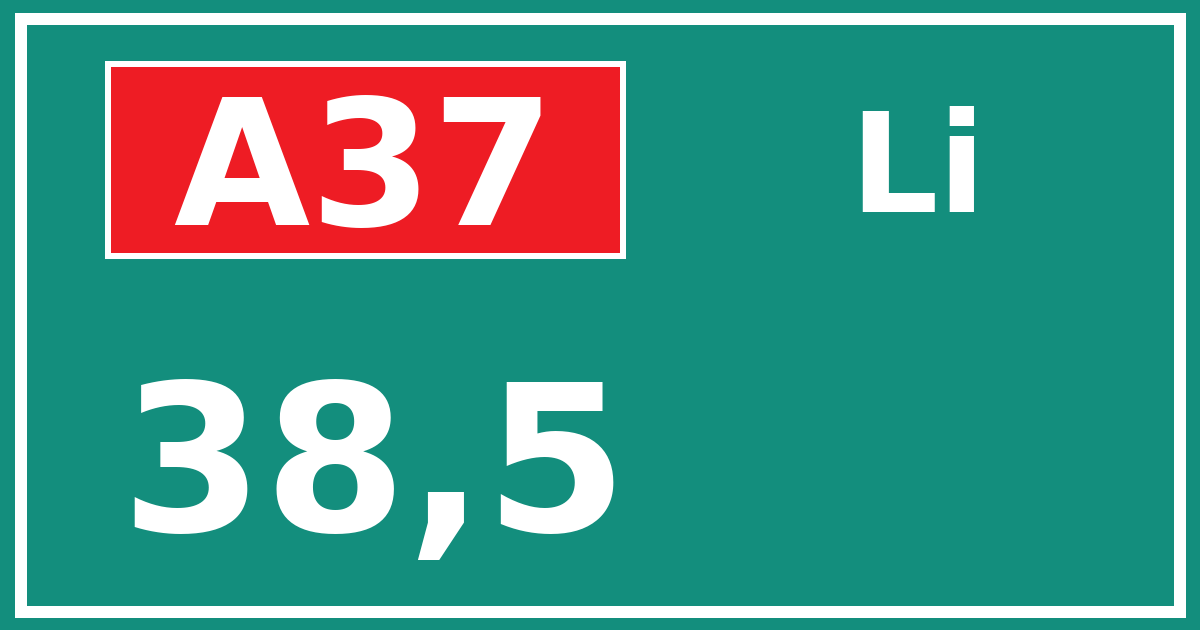 Hectometerbord A37 38,5 zijde Li
